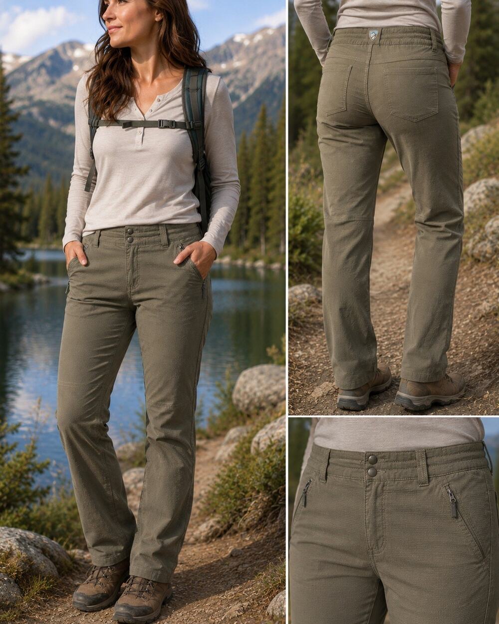 Kuhl Womens 10 Hiking Pants Olive Green Ripstop Stretch Lightweight Outdoor